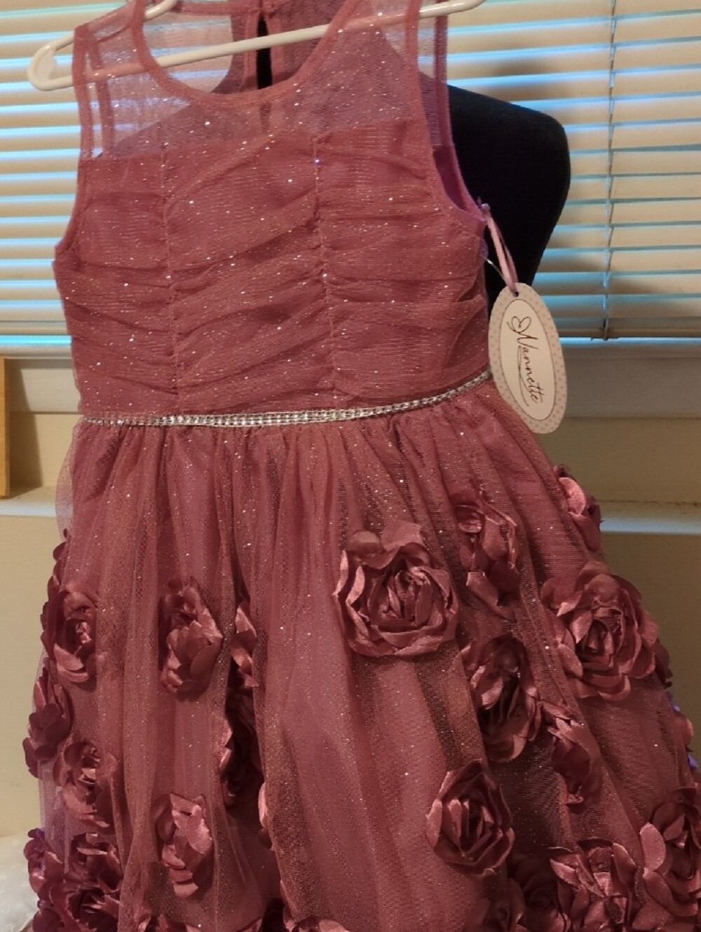 Sparkle Mauve Embellished Girls' Dress - Dusty Rose - Picture 7 of 7